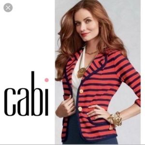 CAbi Striped Coral and Navy Blazer